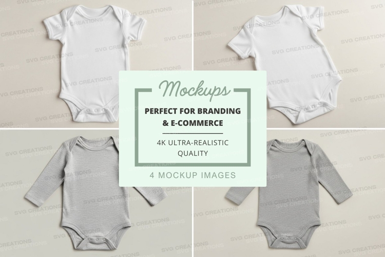 Four baby onesie mockups