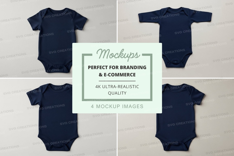 Baby onesie mockup in navy blue