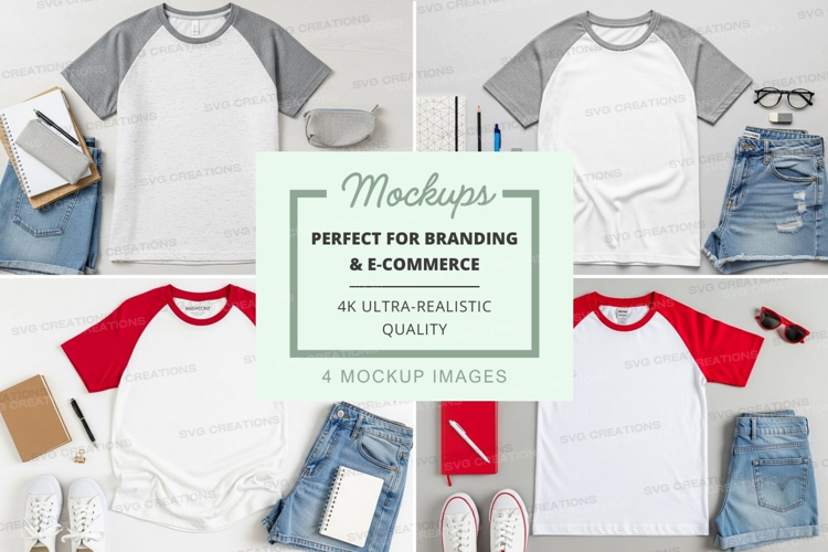 Baseball tee mockup with accessories