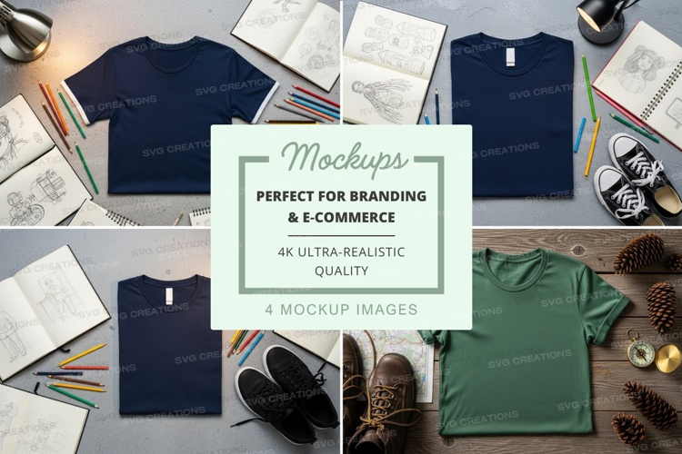 T-shirt mockup with art supplies