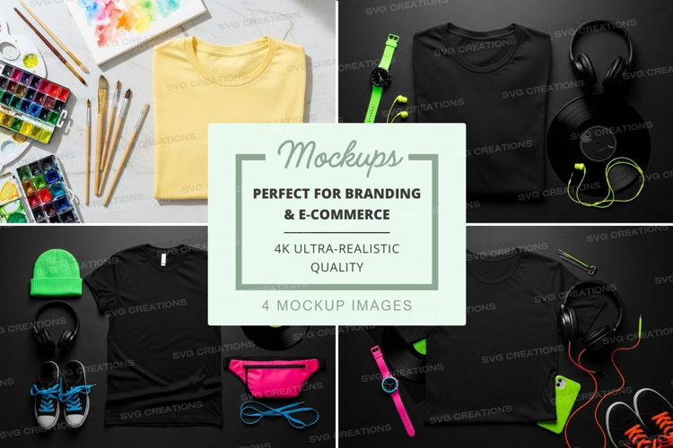 T-shirt mockup collection with accessories
