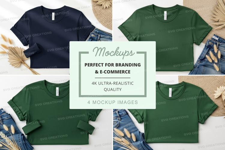 Casual t-shirt mockup on jeans with natural light display