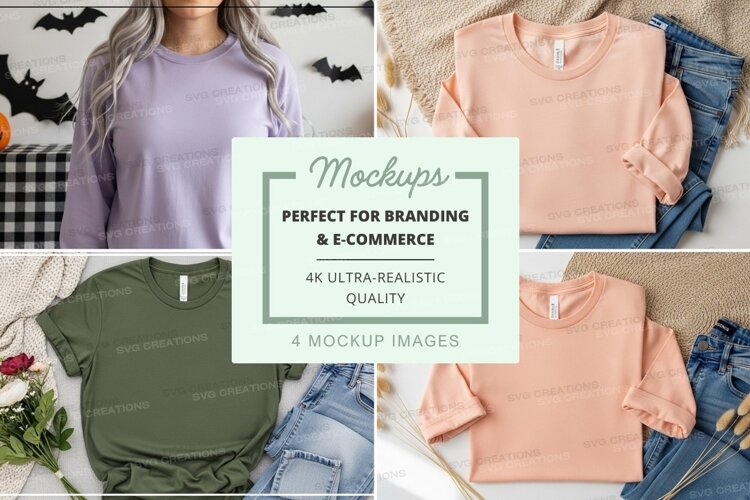 Women's oversized sweatshirt mockup on jeans with autumn dec example image 1