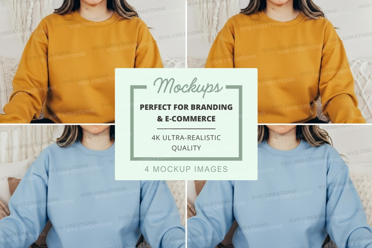 Woman mockup in mustard and blue crop tops on white