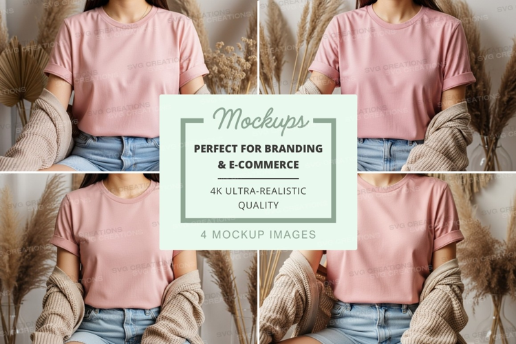 Pink t-shirt mockup on mannequin casual display