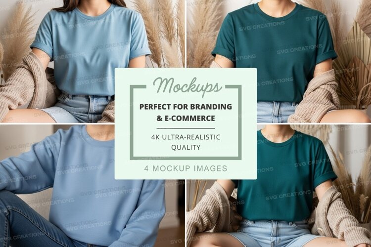 Woman mockup casual t-shirt neutral minimalist display example image 1