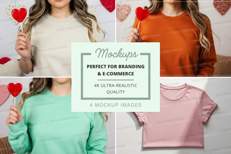Woman mockup sweater hearts casual lifestyle display