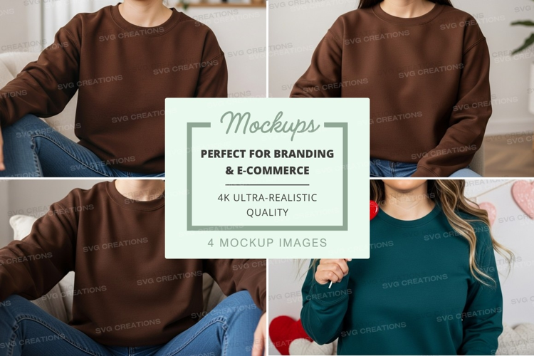 Woman holding rose mockup sweater casual lifestyle