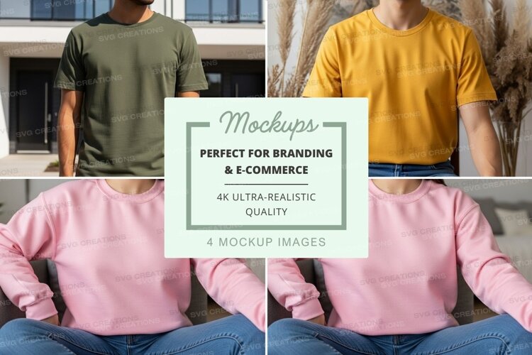 Two people sitting mockup casual pink shirt outdoor example image 1