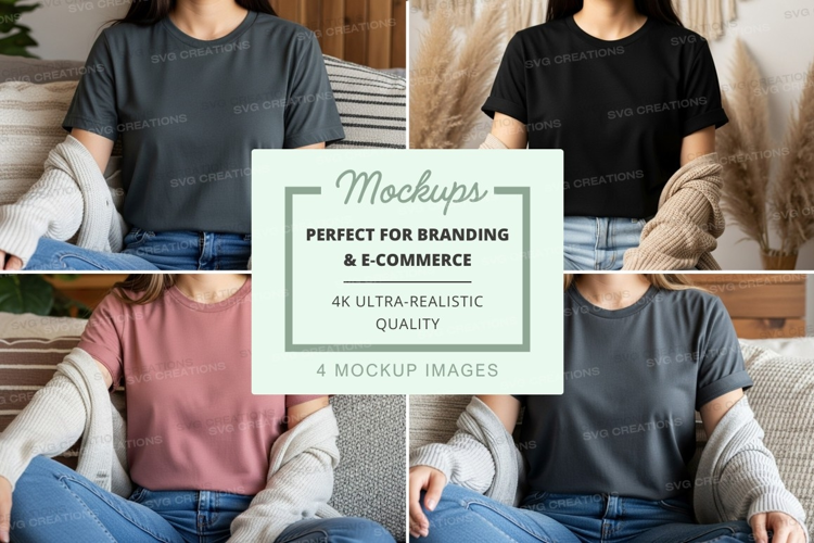 Women reading book mockup on sofa lifestyle scene