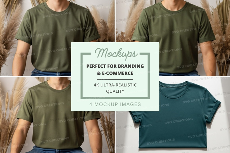 Green t-shirt mockup on wooden hanger natural light display