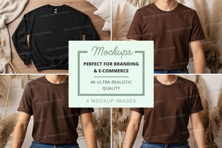 Brown t-shirt mockup on mannequin display casual wear example image 1