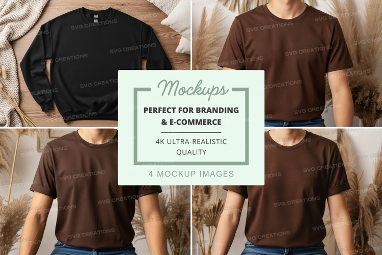 Brown t-shirt mockup on mannequin display casual wear