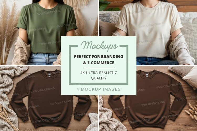 Women wearing black sweatshirt mockup on couch example image 1