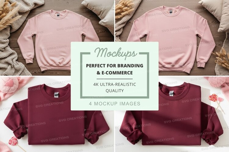 Women's sweatshirt mockup on floral bedding pastel minimalis example image 1