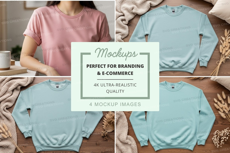 Women's sweatshirt mockup on cozy knit blanket