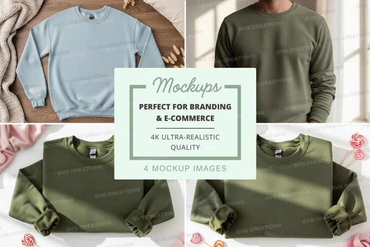 Sweatshirt mockup on bed with soft lighting pastel