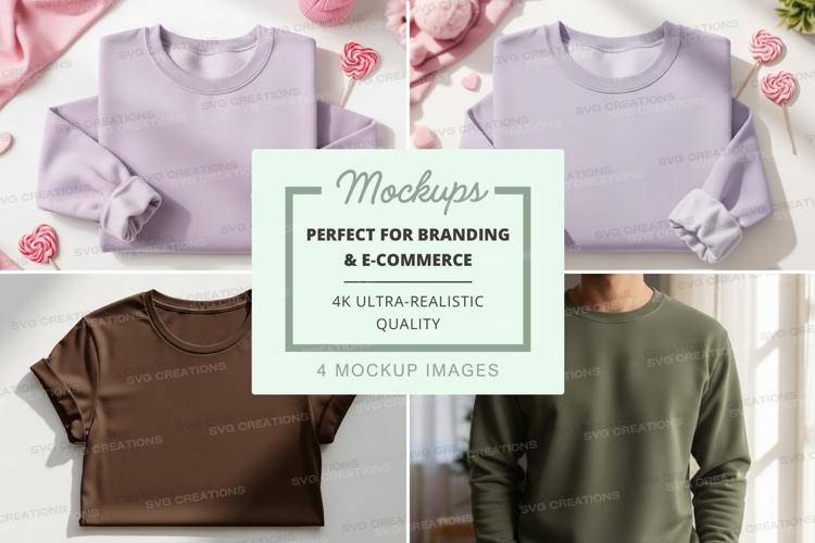 Clothing mockup set on floral background minimalist