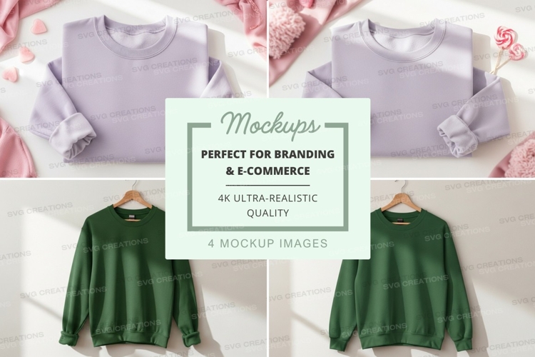 Womens sweatshirt mockup on hanger floral background