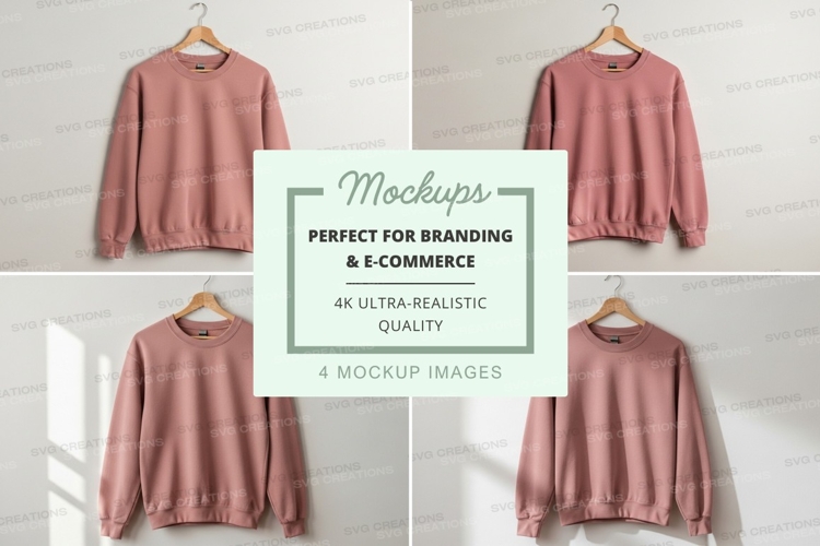 Pink knit sweater mockup on hanger minimalist display