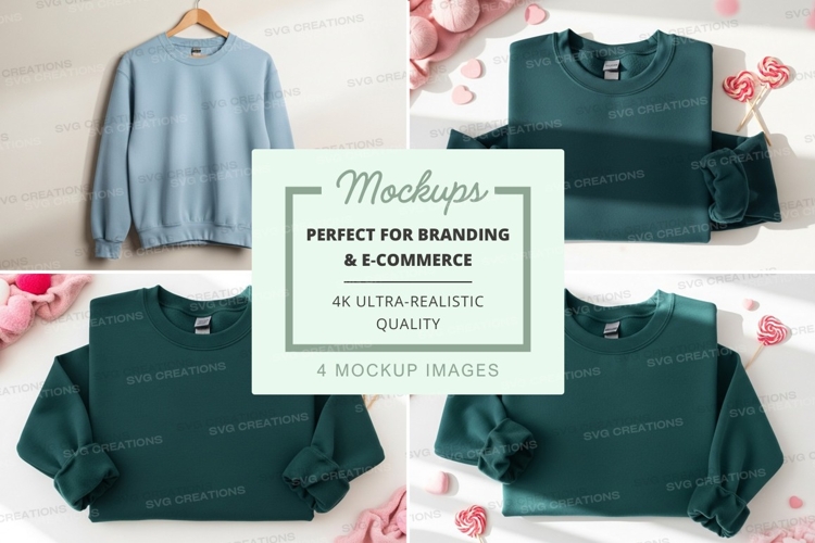 Womens sweatshirt mockup on floral bedding set