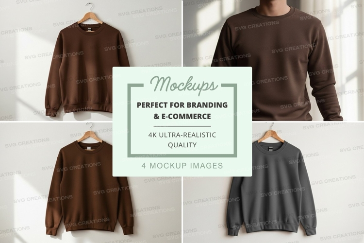 Brown long sleeve shirt mockup on hanger minimalist display