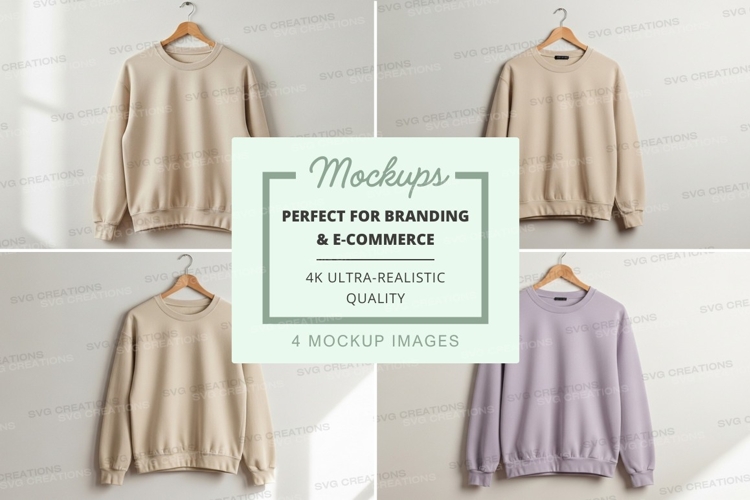 Neutral sweatshirt mockup on hanger minimalist display