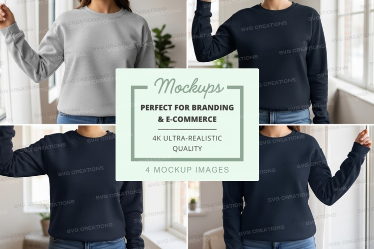 Woman long sleeve mockup neutral tones indoor lifestyle