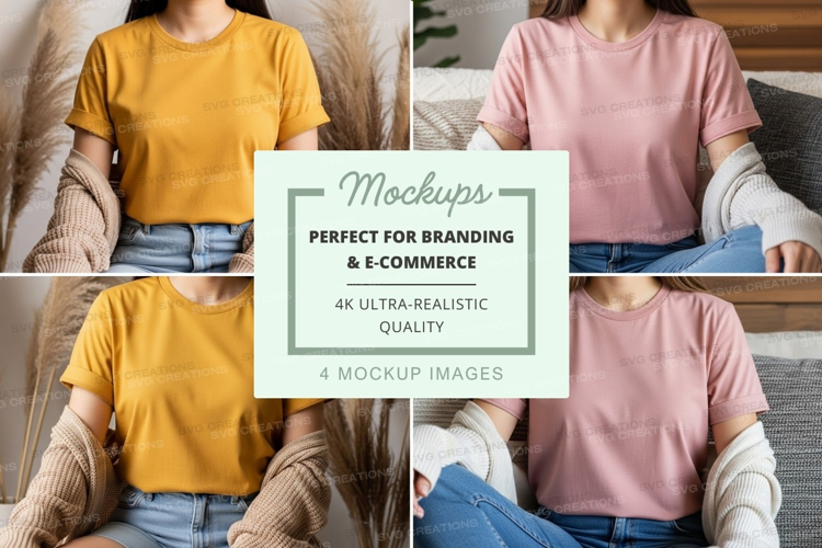 Woman mockup t-shirt display front back view neutral