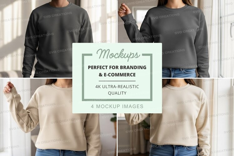 Casual sweatshirt mockup front back view minimalist design example image 1