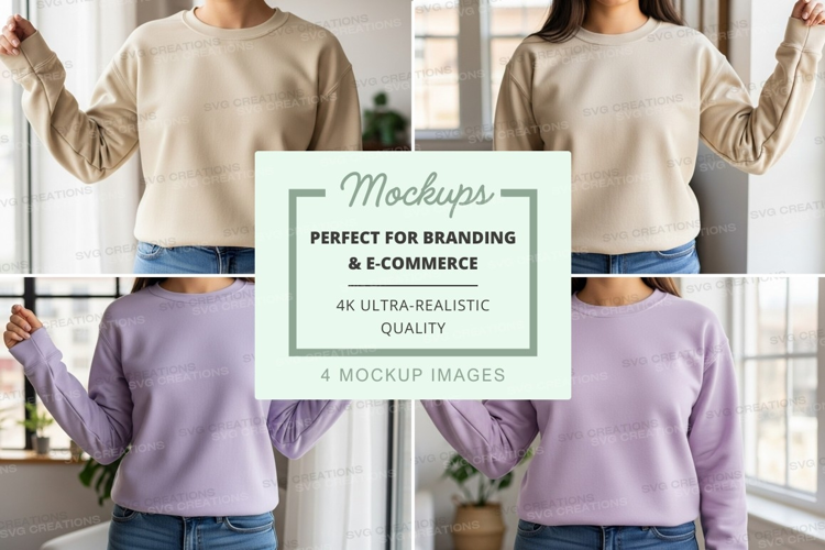 Family mockup arms raised cheerful home interior beige sweat