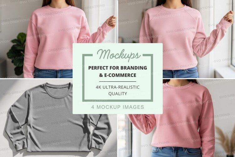 Pink and gray women's sweatshirt mockup on mannequin display example image 1