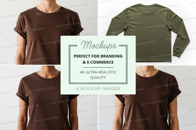 Brown t-shirt mockup front and back view minimalist
