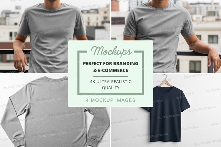 Gray t-shirt mockup on mannequin urban background example image 1