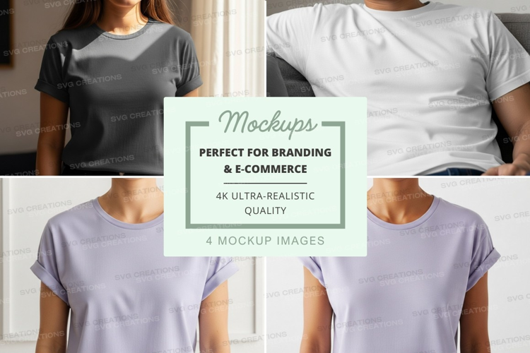 Blank gray t-shirt mockup on model front back view