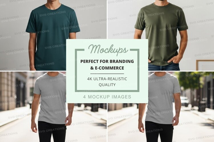 Man t-shirt mockup front back view urban outdoor example image 1