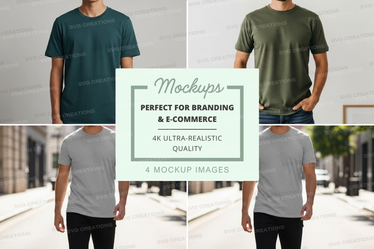 Man t-shirt mockup front back view urban outdoor