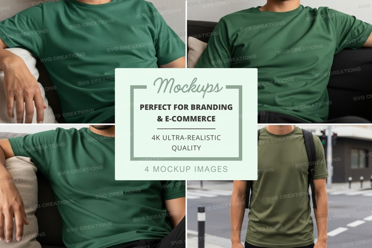 Green t-shirt mockup on mannequin outdoor urban display