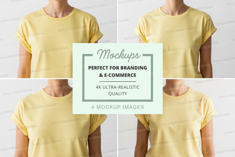 Yellow t-shirt mockup front back view minimal design