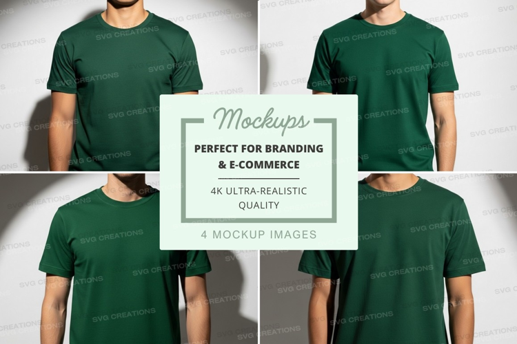 Green t-shirt mockup on mannequin minimalist display