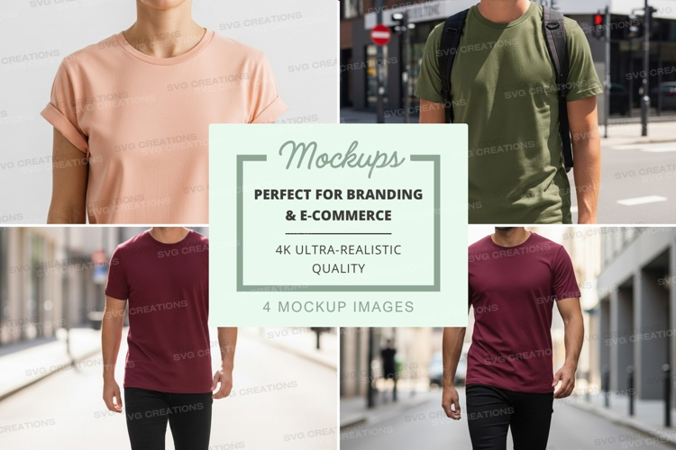 Man t-shirt mockup walking urban lifestyle casual wear