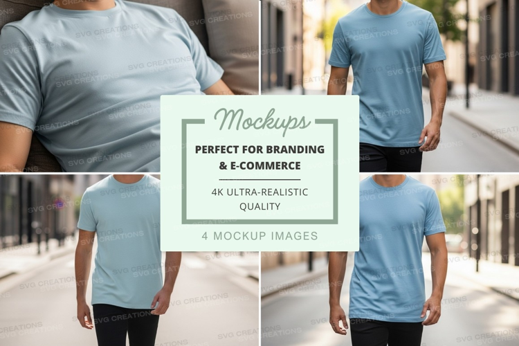 Man walking mockup t-shirt casual urban lifestyle