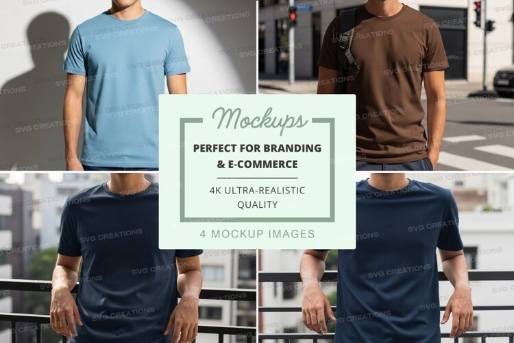 Man t-shirt mockup front back view urban outdoor example image 1