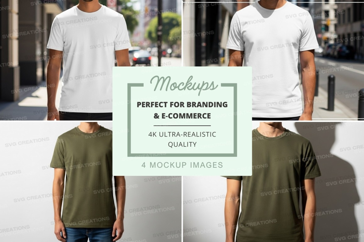Blank t-shirt mockup front back urban street view
