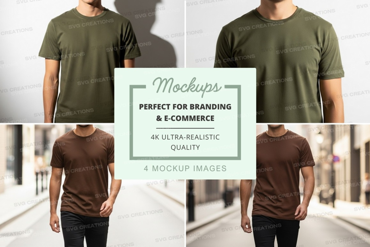 Man wearing blank green t-shirt mockup urban outdoormockup,