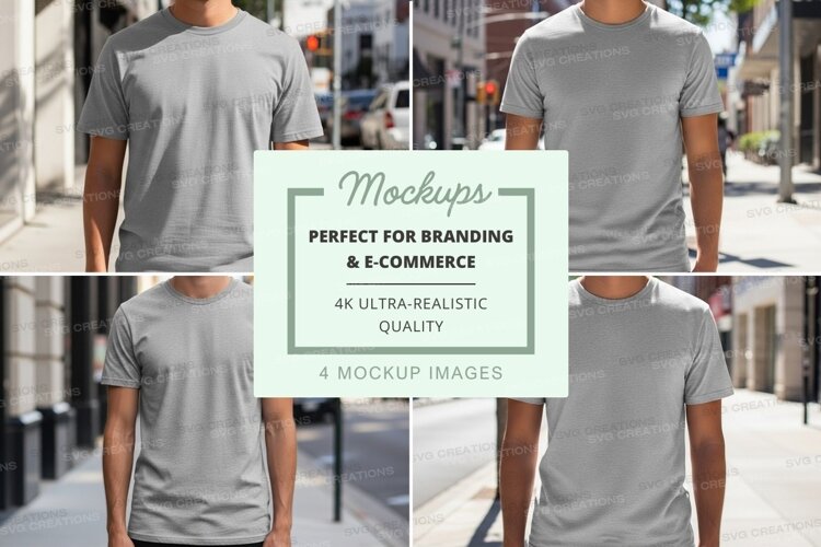 Business team walking urban street mockup grey tshirts example image 1