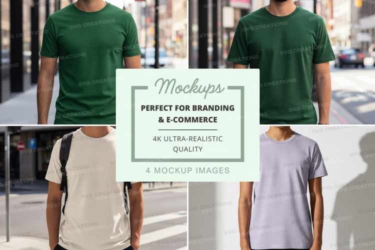 Man walking city street casual mockup t-shirt