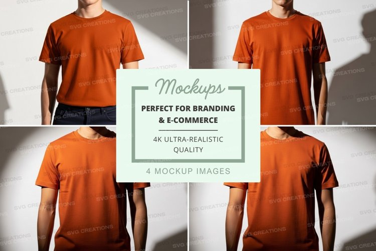 Orange t-shirt mockup on mannequin studio display