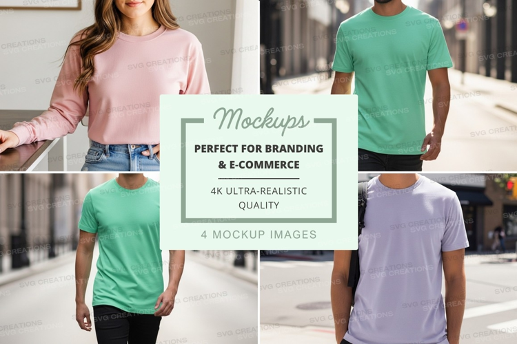 Family walking city street casual mockup lifestyle