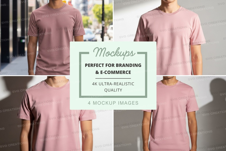 Pink t-shirt mockup front back view minimalist display
